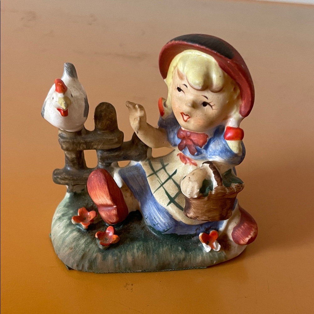 Vintage Lipper & Mann Figurine Girl with Chicken and Basket